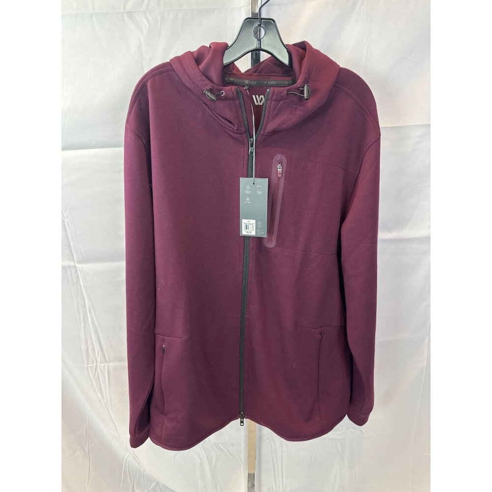 VRST Mens Pinnacle Fleece Full Zip Hoodie Large Dark Cranberry Moisture-Wicking